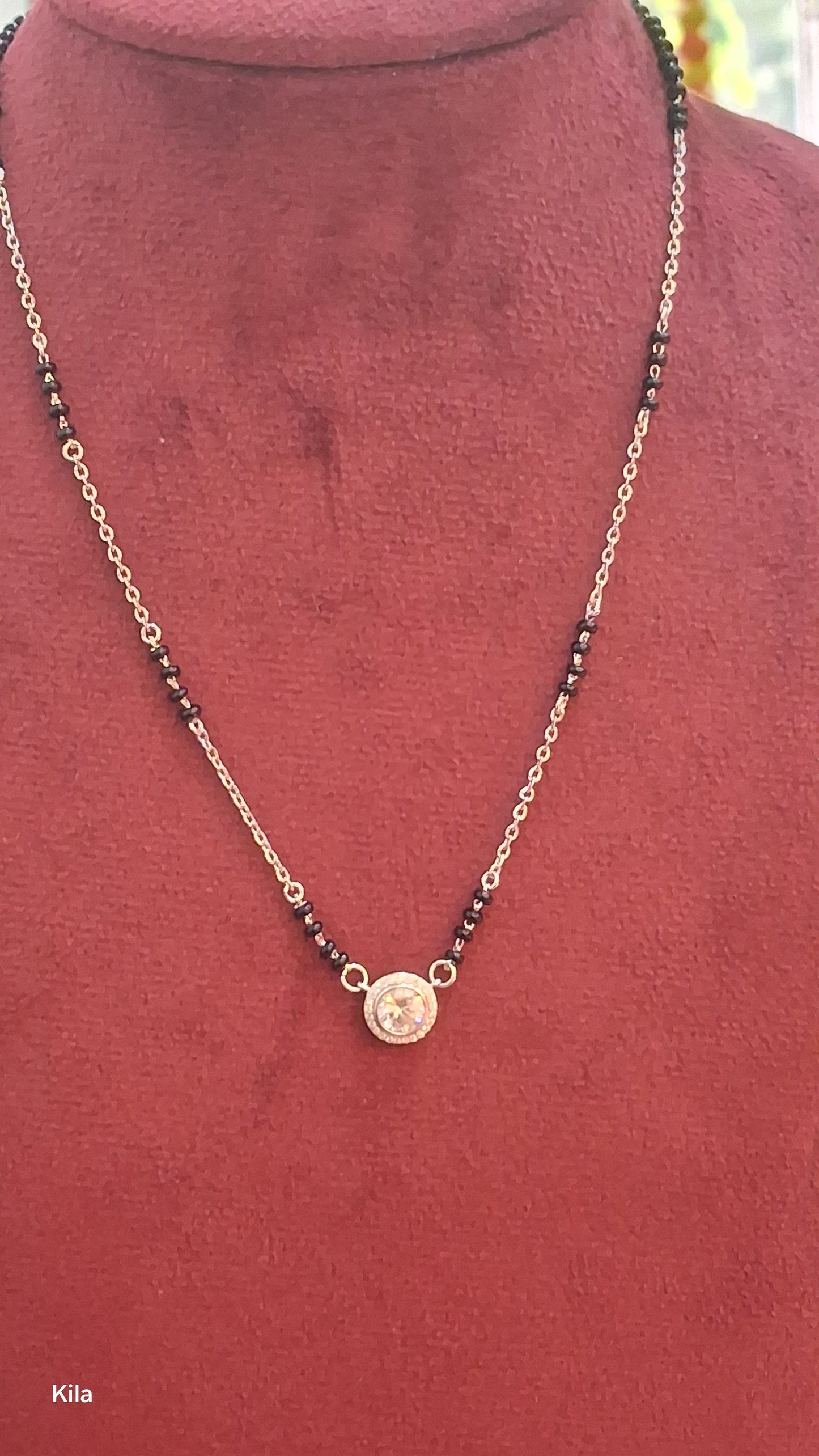 92.5 Silver Black Beads Chain 18 Inches | Elegant Daily Wear Design | Jewellery