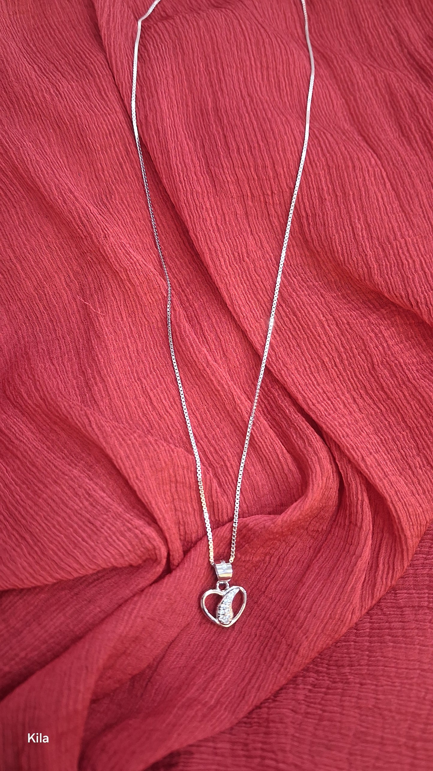 925 Silver Premium Heart Shape Chain 18 Inches | Stylish Romantic Design | Jewellery