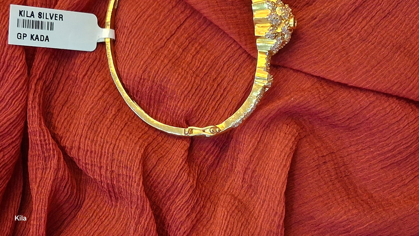 92.5 Silver Gold Plated Kada | Stylish Premium Design | Elegant Jewellery