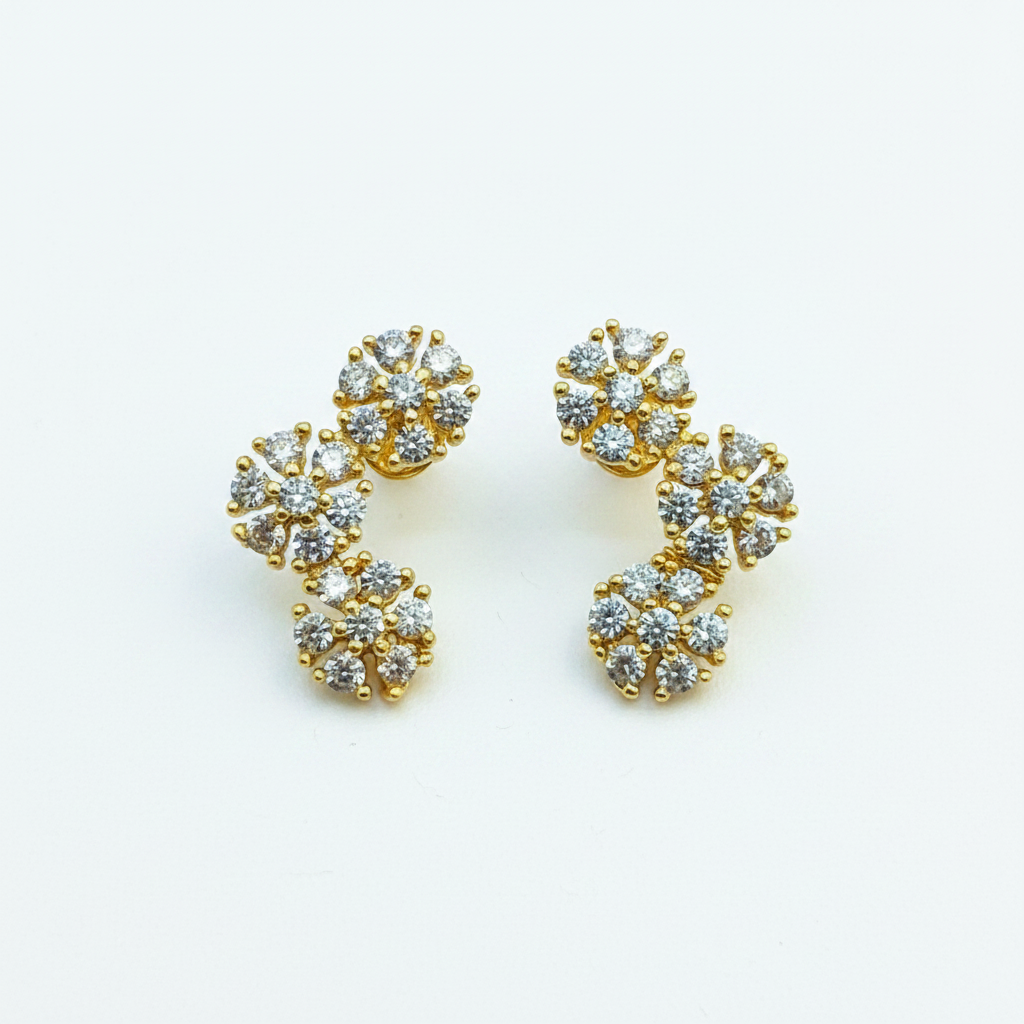 92.5 Silver Gold Plated Second Studs | Stylish Classic Design | Elegant Jewellery