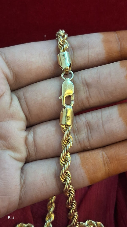 92.5 Silver Gold Plated Thaali Chain 21 Inches | Stylish Classic Design | Elegant Jewellery