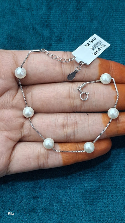 92.5 Silver Pearl Bracelet | Stylish Elegant Design | Premium Jewellery