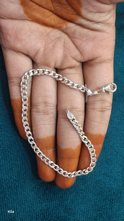 92.5 Silver Men’s Bracelet 8 Inches | Stylish Smooth Finish | Elegant Jewellery