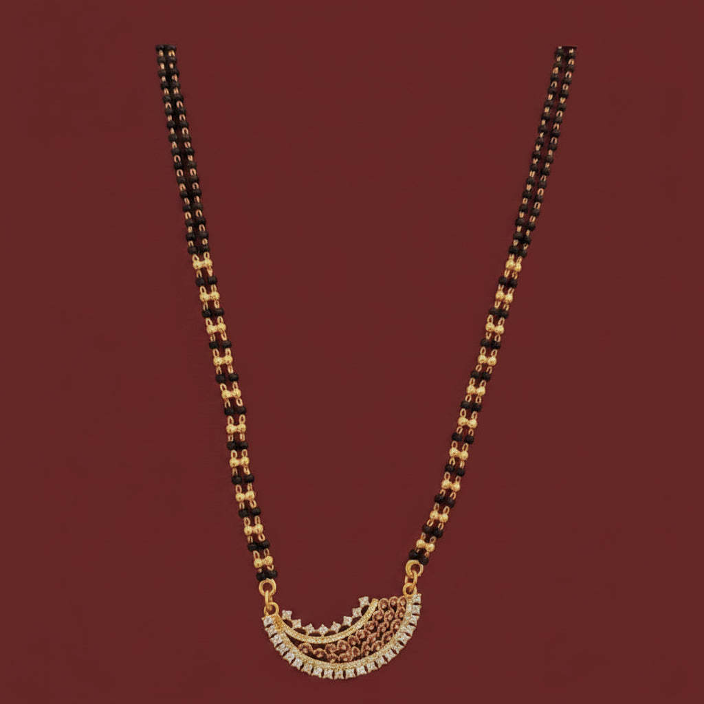 Gold necklace on a red cushion