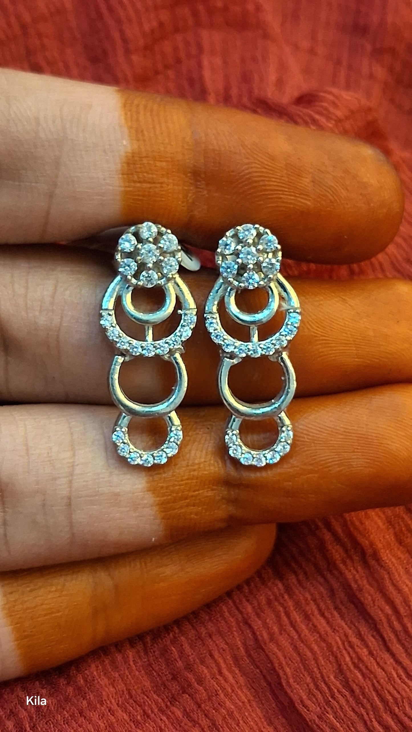 92.5 Silver White Stone Earrings | Stylish Elegant Design | Jewellery