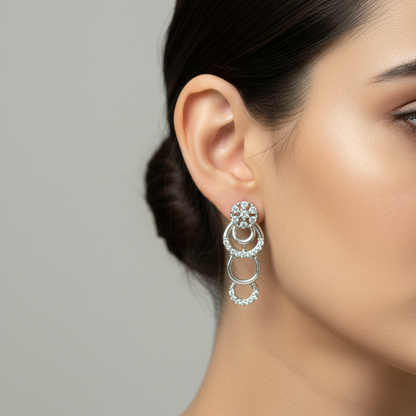 92.5 Silver White Stone Earrings | Stylish Elegant Design | Jewellery