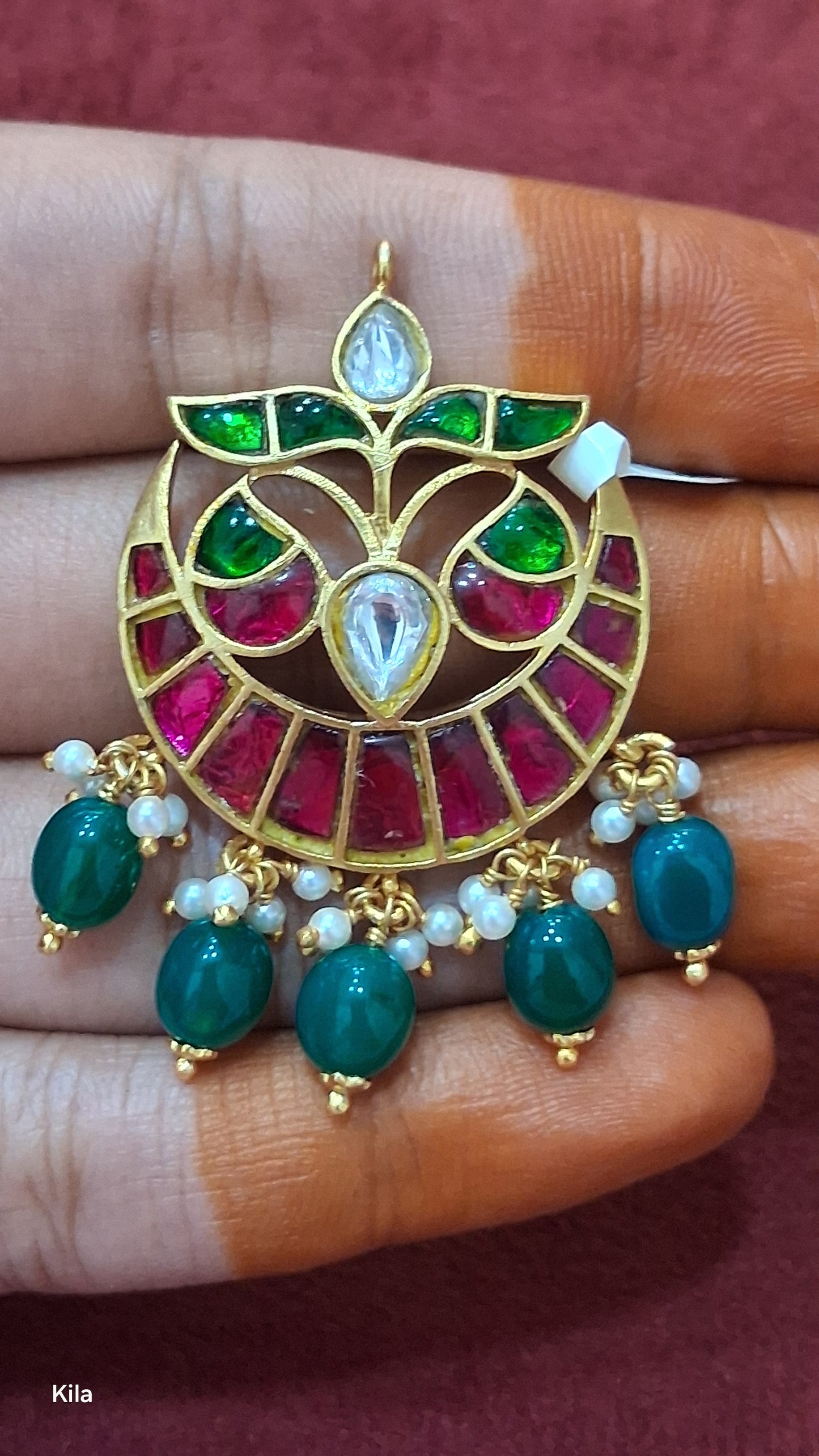 92.5 Silver Gold Plated Kundan Pendant | Stylish Premium Design | Elegant Jewellery