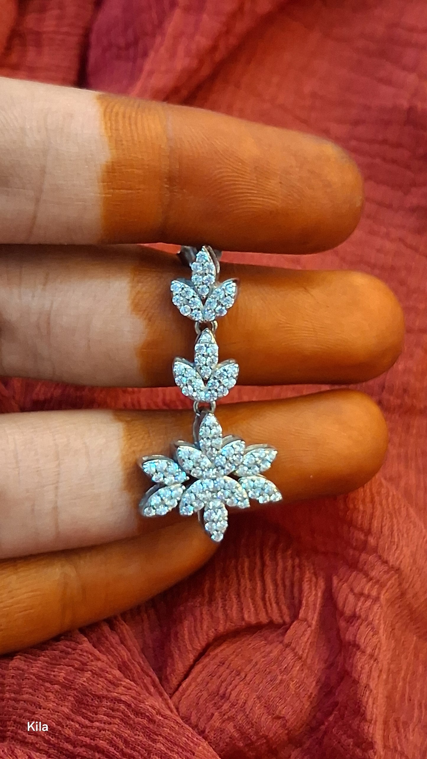 92.5 Silver White Stone Earrings | Stylish Sparkling Design | Elegant Jewellery