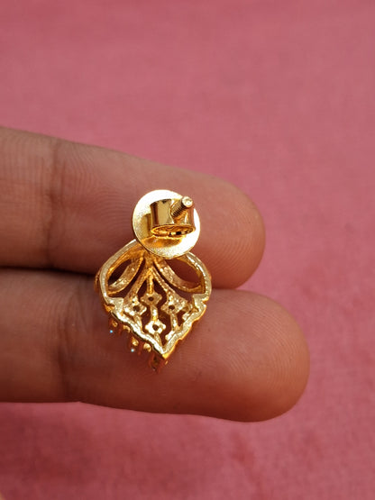 92.5 Silver Gold Plated Grape Design White Stone Earrings | Premium Elegant Jewellery