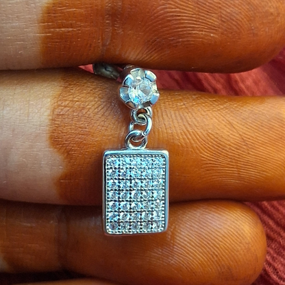 92.5 Silver Square Shape Earrings | Stylish Modern Design | Elegant Jewellery