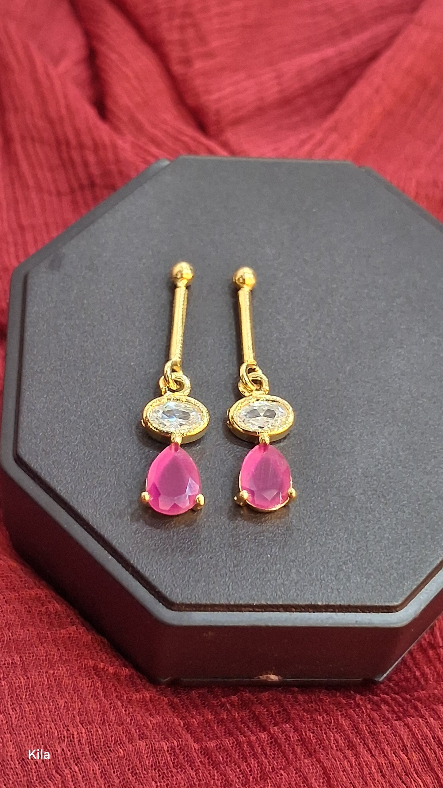 92.5 Silver Pink Stone Gold Plated Bugadi | Stylish Elegant Design | Jewellery