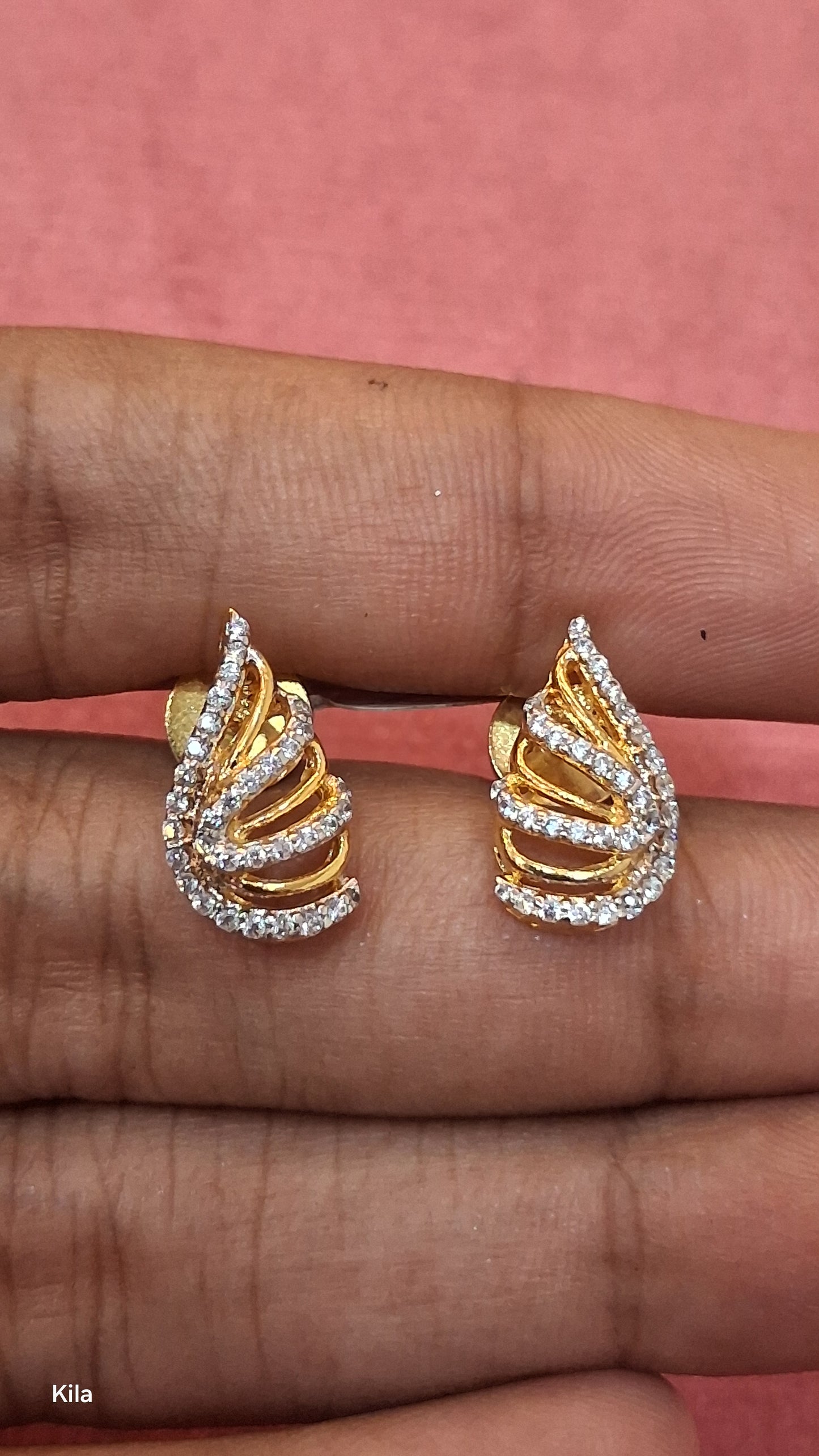 92.5 Silver Gold Plated Earrings | Stylish Modern Design | Elegant Jewellery