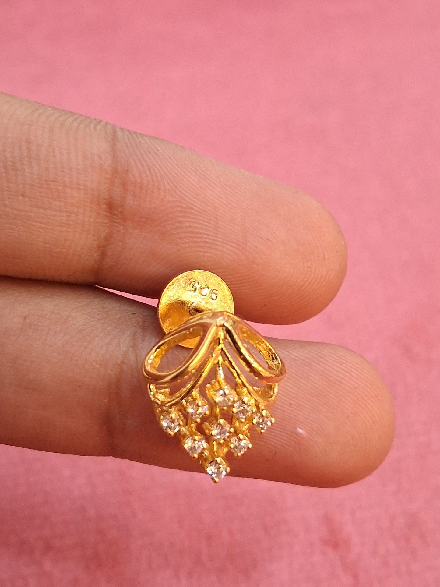 92.5 Silver Gold Plated Grape Design White Stone Earrings | Premium Elegant Jewellery