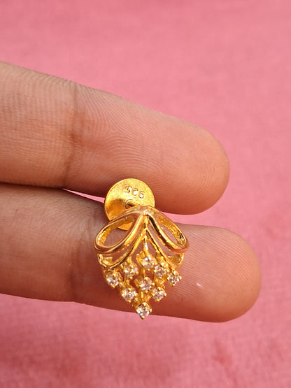 92.5 Silver Gold Plated Grape Design White Stone Earrings | Premium Elegant Jewellery