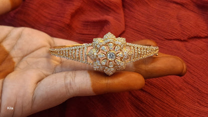 92.5 Silver Gold Plated Kada | Stylish Elegant Design | Premium Jewellery