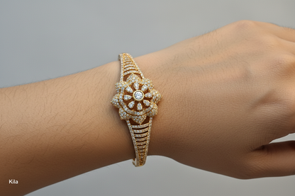 92.5 Silver Gold Plated Kada | Stylish Elegant Design | Premium Jewellery