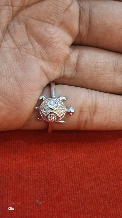 92.5 Silver Stylish Tortoise Ring | Elegant Symbolic Design | Daily Wear Jewellery