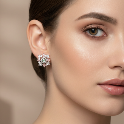 92.5 Silver Pastel Elegance Earrings | Soft Feminine Design | Elegant Jewellery