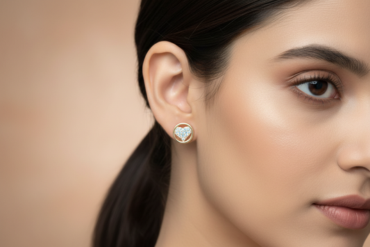92.5 Silver Rose Gold Plated Studs | Stylish Romantic Design | Elegant Jewellery