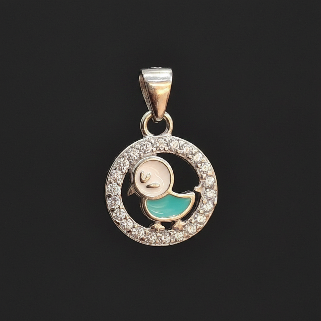 Jewelry pendant on a finger with a blurred background