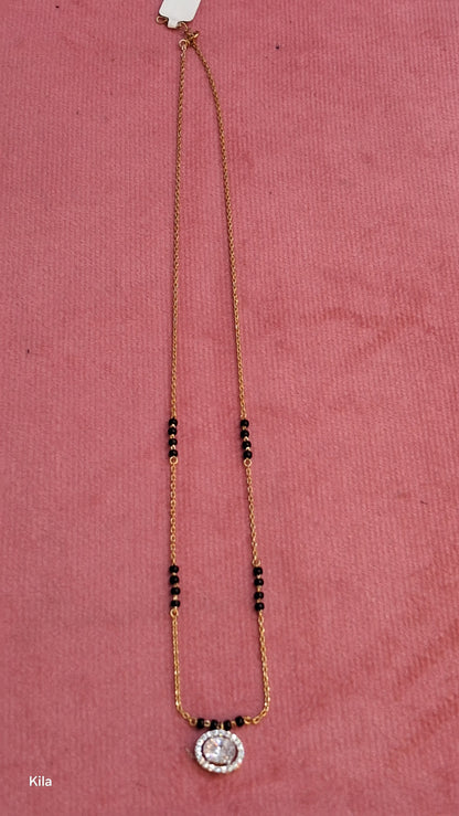 92.5 Silver Gold Plated Black Beads Chain 19.5 Inches | Premium Refined Design | Jewellery