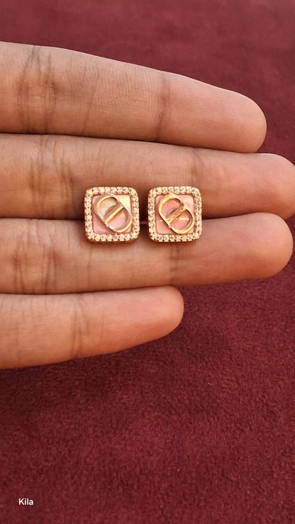 92.5 Silver Rose Gold Studs | Sleek Modern Design | Stylish Jewellery