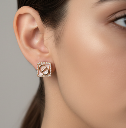 92.5 Silver Rose Gold Studs | Sleek Modern Design | Stylish Jewellery
