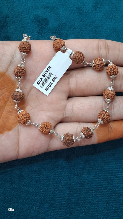 92.5 Silver Rudraksha Bracelet 8 Inches | Stylish Spiritual Design | stylish finish and Elegant Jewellery