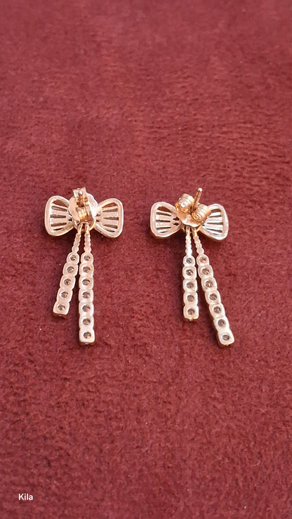 92.5 Silver Rose Gold Chain Earrings | Stylish Trendy Design | Modern Jewellery