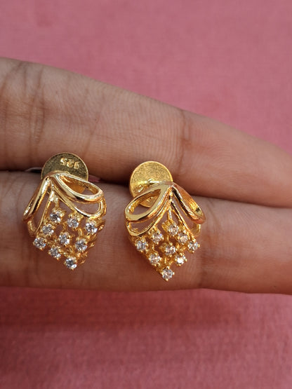 92.5 Silver Gold Plated Grape Design White Stone Earrings | Premium Elegant Jewellery