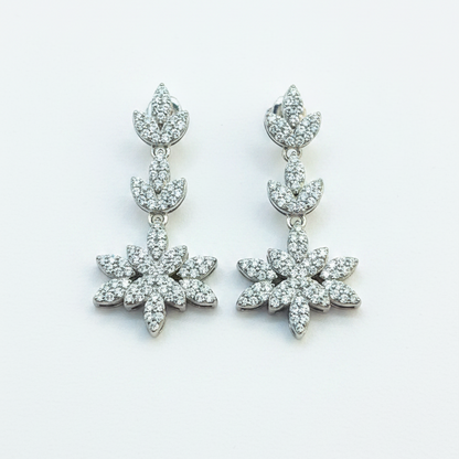 92.5 Silver White Stone Earrings | Stylish Sparkling Design | Elegant Jewellery