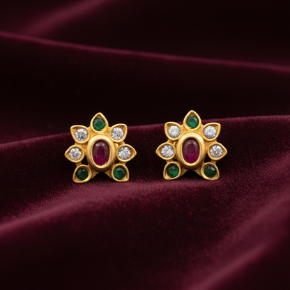 92.5 Silver Gold Plated Stud Earrings | Stylish Sleek Design | Jewellery