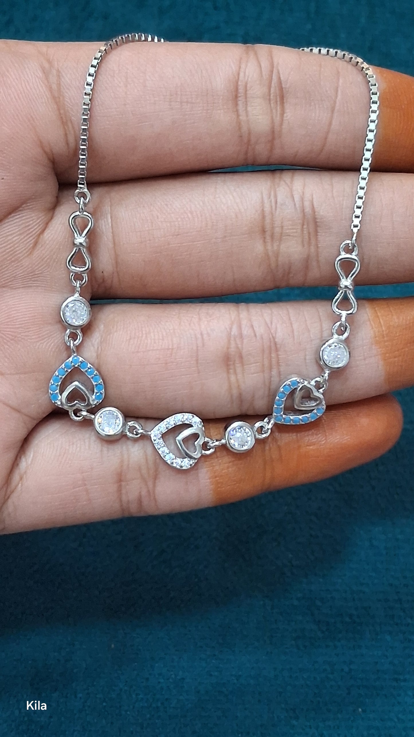 92.5 Silver Heart Bracelet | Stylish Love Design | Elegant Jewellery