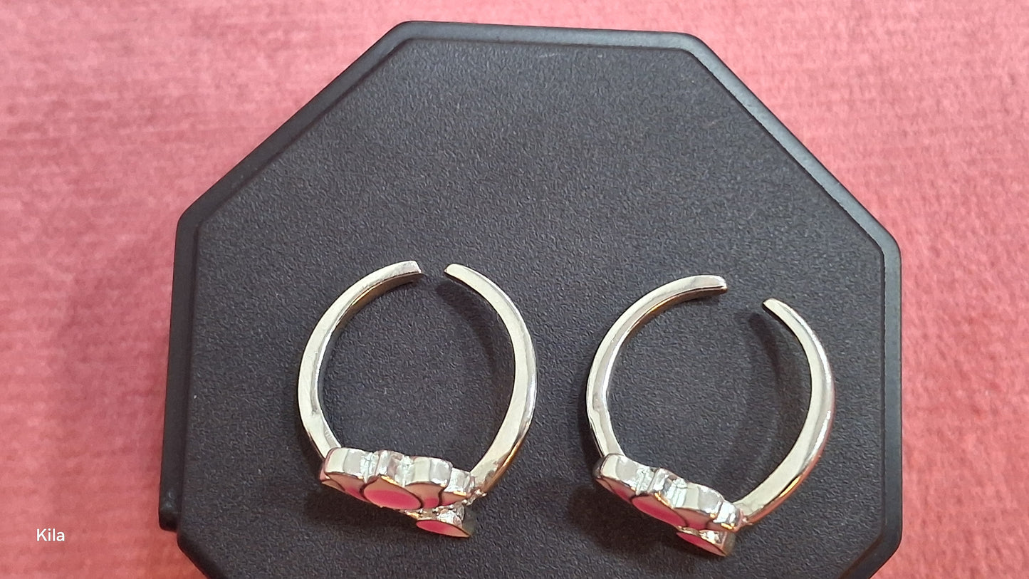 92.5 Silver Pink Lotus Toe Rings | Elegant Floral Design | Jewellery