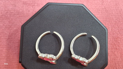 92.5 Silver Pink Lotus Toe Rings | Elegant Floral Design | Jewellery
