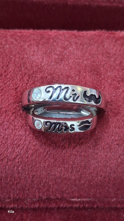 92.5 Silver Couple Rings (Men Size 22 | Women Size 11) | Stylish Elegant Matching Design | Jewellery