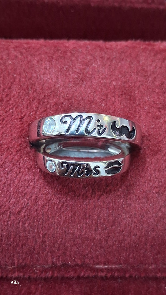 92.5 Silver Couple Rings (Men Size 22 | Women Size 11) | Stylish Elegant Matching Design | Jewellery