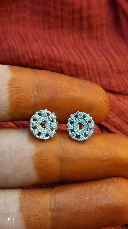 92.5 Silver Round Shape Earrings | Stylish Classic Design | Elegant Jewellery