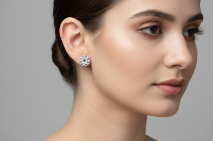 92.5 Silver Round Shape Earrings | Stylish Classic Design | Elegant Jewellery