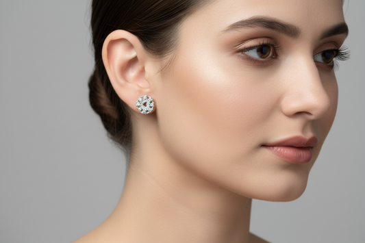 92.5 Silver Round Shape Earrings | Stylish Classic Design | Elegant Jewellery
