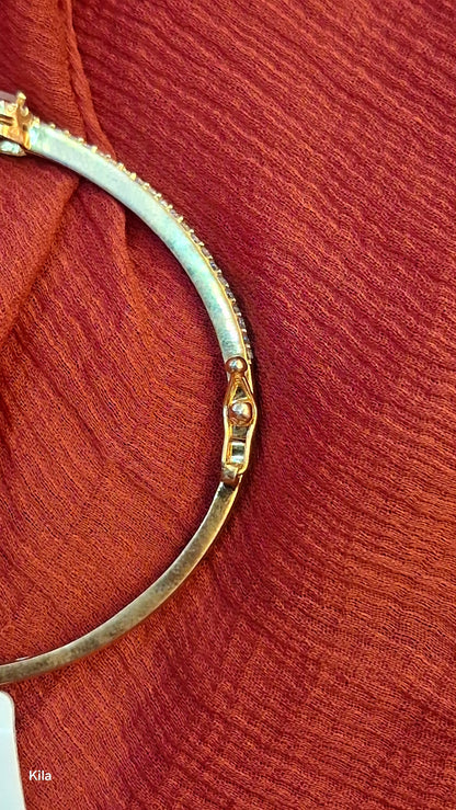 92.5 Silver Gold Plated Kada | Stylish Modern Design | Elegant Jewellery