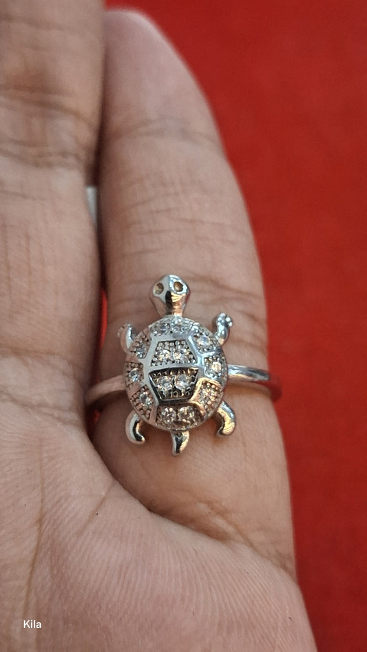 92.5 Silver Lucky Tortoise Ring | Wealth & Stability Symbol | Stylish Jewellery