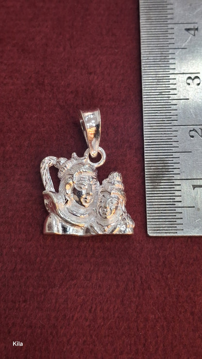 92.5 Silver Shiva Parvati Pendant | Divine Couple Design | Elegant Jewellery
