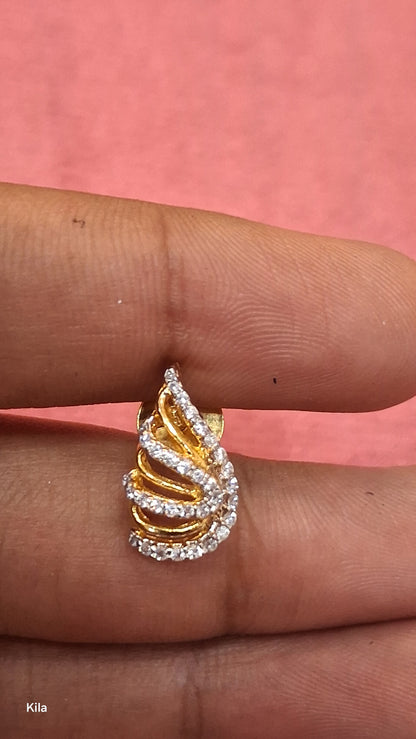 92.5 Silver Gold Plated Earrings | Stylish Modern Design | Elegant Jewellery