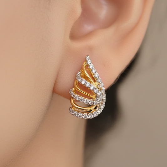 92.5 Silver Gold Plated Earrings | Stylish Modern Design | Elegant Jewellery