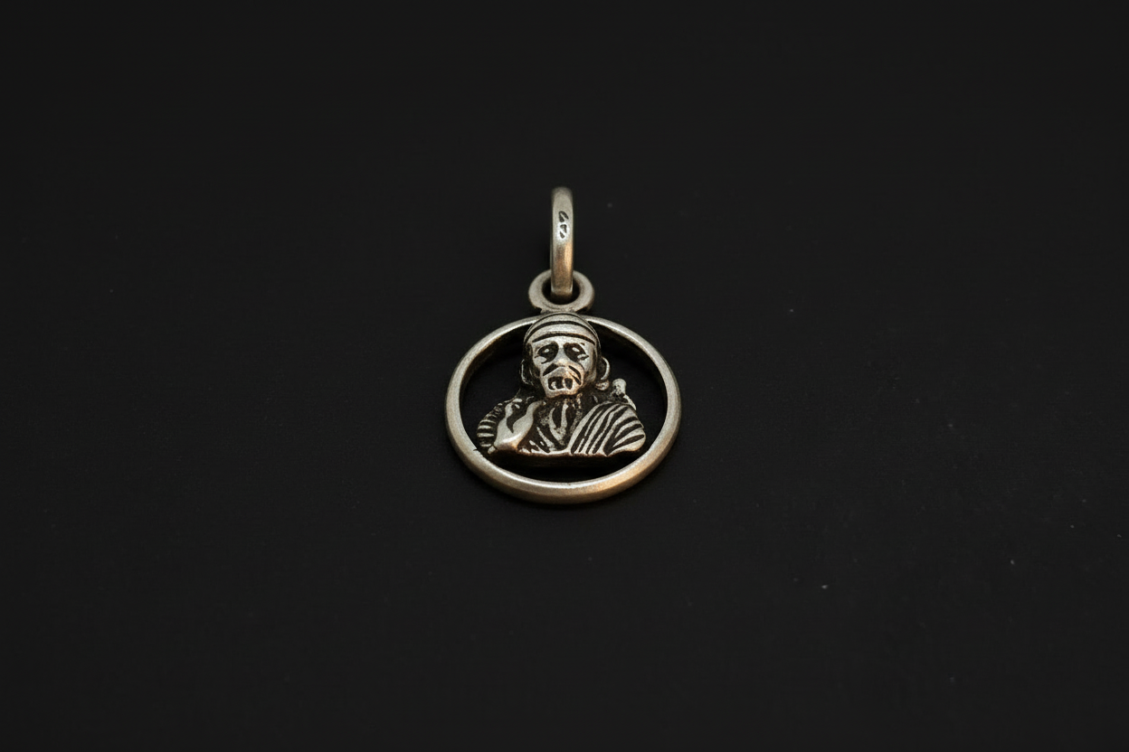 92.5 Silver Sai Baba Oxidised Pendant | Vintage Spiritual Design | Stylish Jewellery