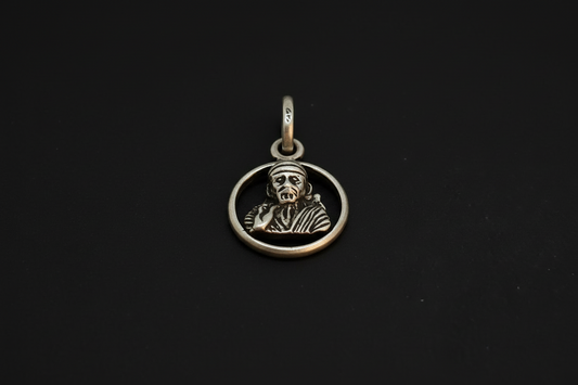 92.5 Silver Sai Baba Oxidised Pendant | Vintage Spiritual Design | Stylish Jewellery