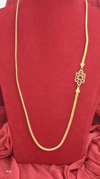 92.5 Silver Gold Plated Thaali Chain 22 Inches | Stylish Premium Design | Elegant Jewellery
