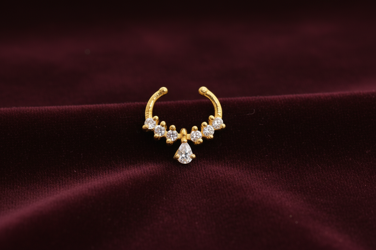 92.5 Silver Gold Plated Septum | Stylish Minimal Finish | Elegant Jewellery