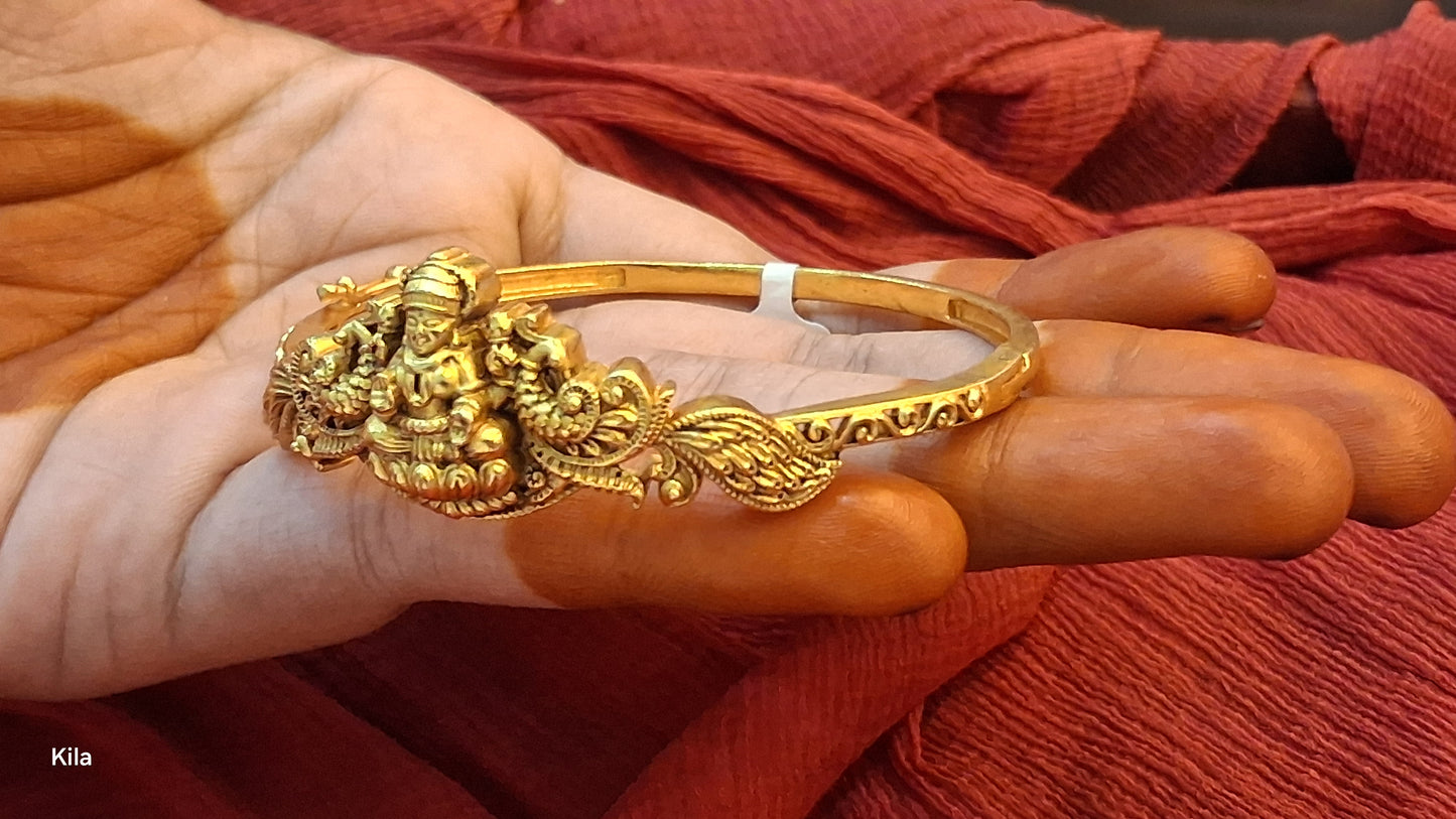 92.5 Silver Gold Plated Lakshmi Devi Kada | Stylish Traditional Design | Elegant Jewellery